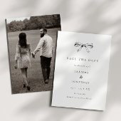 Eenvoudige Coquette Bow Zwart & Wit Fotobruiloft Save The Date