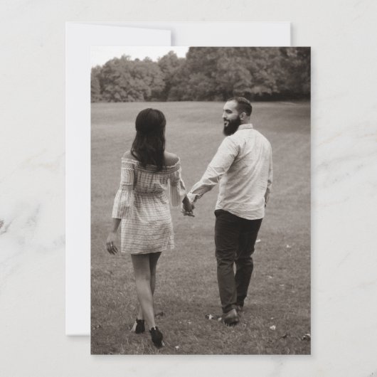 Eenvoudige Coquette Bow Zwart & Wit Fotobruiloft Save The Date (Achterkant)