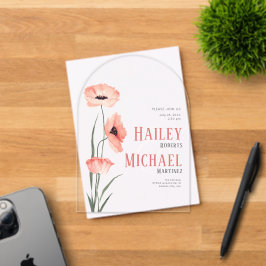 Eenvoudige Coral Flowers bruiloft acryl uitnodigin Uitnodigingen