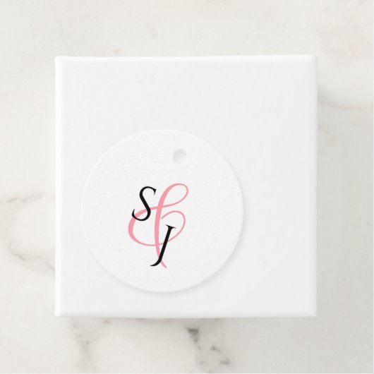 Eenvoudige Coral Roze Wedding Favoriet Label (In situ)