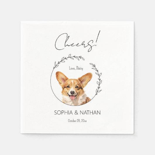Eenvoudige Corgi Hond Bruiloft Cocktail servetten (Voorkant)