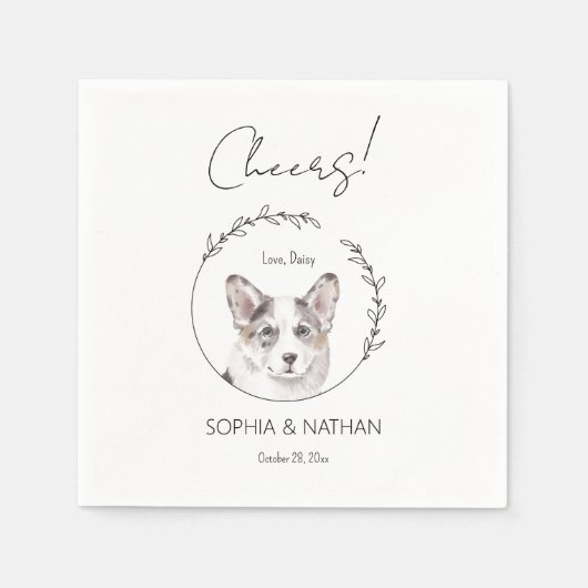 Eenvoudige Corgi Hond Bruiloft Cocktail servetten (Voorkant)