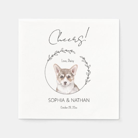 Eenvoudige Corgi Hond Bruiloft Cocktail servetten (Voorkant)
