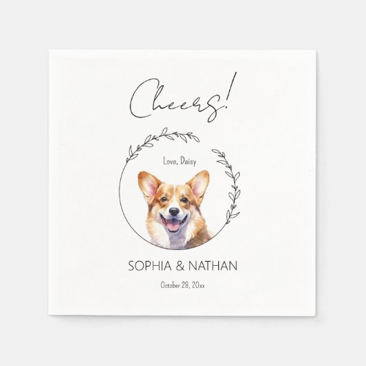 Eenvoudige Corgi Hond Bruiloft Cocktail servetten (Voorkant)
