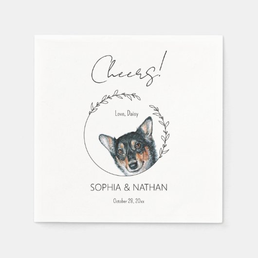 Eenvoudige Corgi Hond Bruiloft Cocktail servetten (Voorkant)
