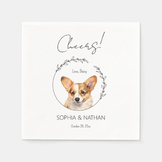 Eenvoudige Corgi Hond Bruiloft Cocktail servetten (Voorkant)