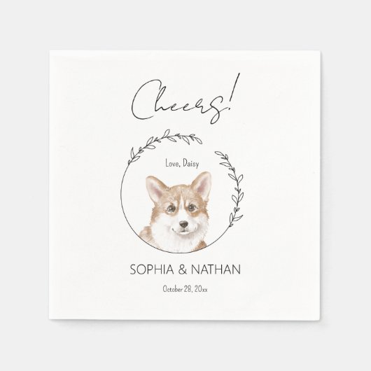 Eenvoudige Corgi Hond Bruiloft Cocktail servetten (Voorkant)