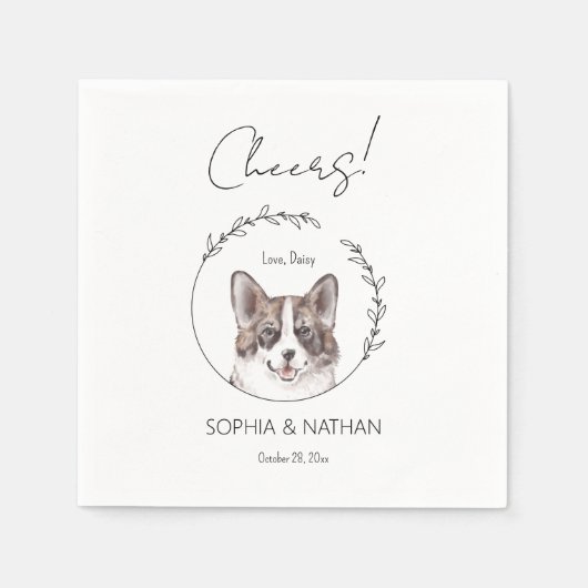 Eenvoudige Corgi Hond Bruiloft Cocktail servetten (Voorkant)