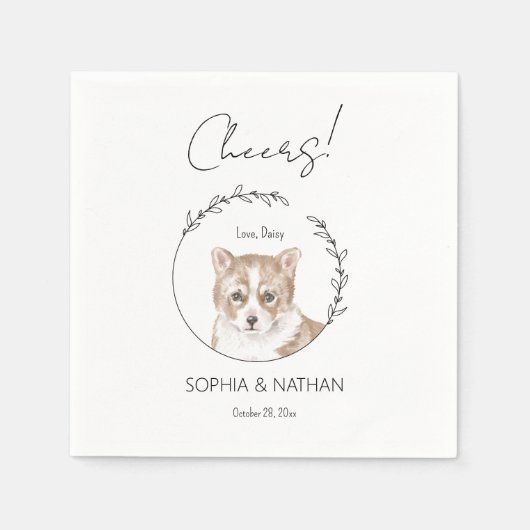Eenvoudige Corgi Hond Bruiloft Cocktail servetten (Voorkant)