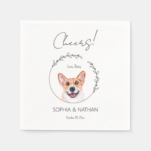 Eenvoudige Corgi Hond Bruiloft Cocktail servetten (Voorkant)