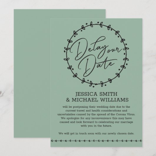 Eenvoudige Coronavirus Change Date Wedding Kaart (Voorkant / Achterkant)