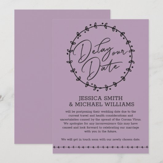 Eenvoudige Coronavirus Change Date Wedding Kaart (Voorkant / Achterkant)
