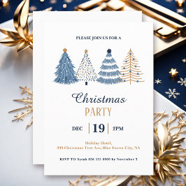 Eenvoudige Corporate Blue Christmas Party uitnodig Kaart