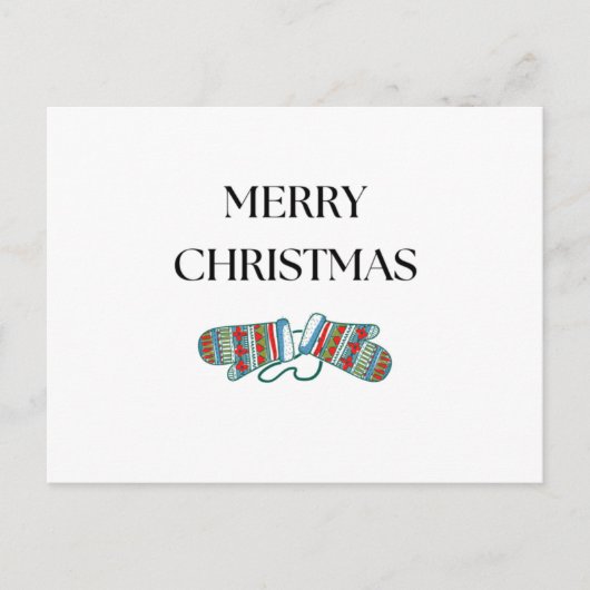 Eenvoudige Cozy Kerstmis Mittens Holiday Post Feestdagenkaart (Voorkant)