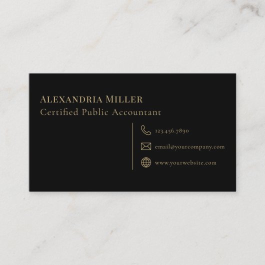 Eenvoudige CPA van zwarte accountant Visitekaartje (Voorkant)