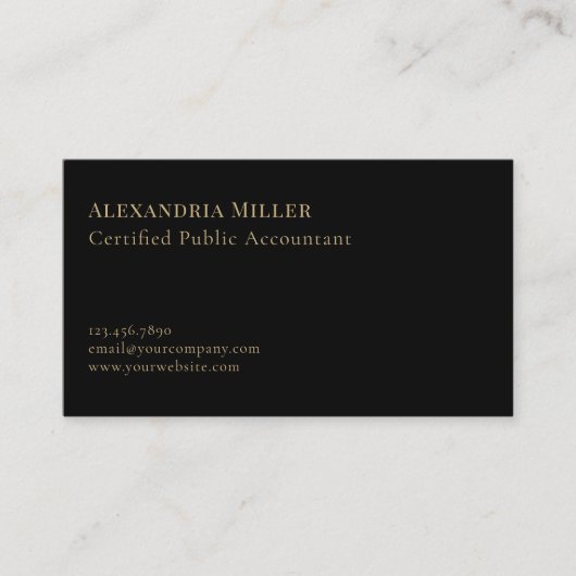 Eenvoudige CPA van zwarte accountant Visitekaartje (Voorkant)