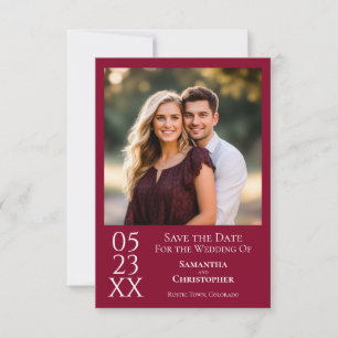 Eenvoudige Cranberry Rode Moderne Minimalistische  Save The Date