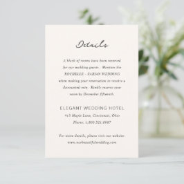 Eenvoudige Cream Elegant Wedding Informatiekaartje