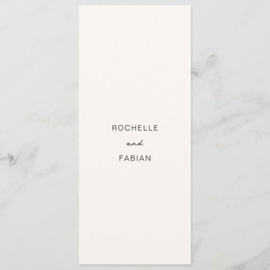 Eenvoudige Cream Elegant Wedding Menu (Achterkant)