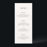Eenvoudige Cream Elegant Wedding Menu<br><div class="desc">Modern huwelijksmenu met een eenvoudig ontwerp met een combinatie van een hedendaags sans serif lettertype,  een elegant handschrift script en een cursief lettertype.</div>