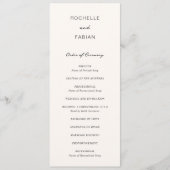 Eenvoudige Cream Elegant Wedding Programmakaart (Voorkant)