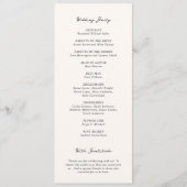 Eenvoudige Cream Elegant Wedding Programmakaart (Achterkant)