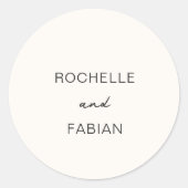 Eenvoudige Cream Elegant Wedding Ronde Sticker (Voorkant)