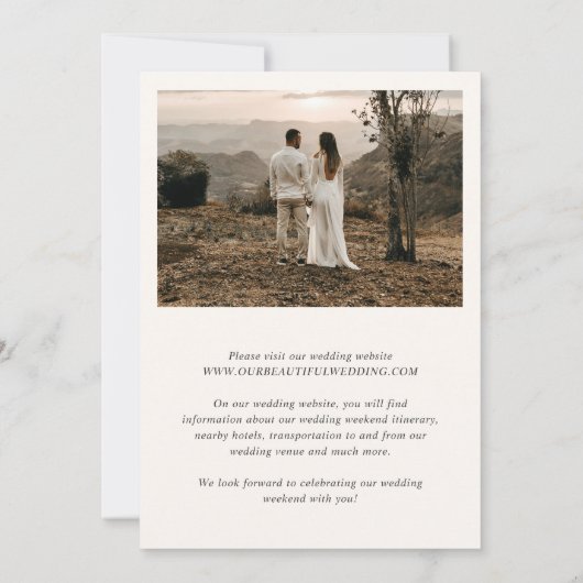 Eenvoudige Cream Foto Elegante bruiloft Save The Date (Achterkant)