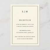Eenvoudige Cream Monogram Elegante bruiloft Informatiekaartje (Voorkant)