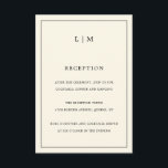 Eenvoudige Cream Monogram Elegante bruiloft Informatiekaartje<br><div class="desc">Eenvoudige Wedding Enclosure-kaart met een modern maar elegant ontwerp met twee Letter-monogram bovenaan en uw ontvangstinformatie omgeven door een dunne rand. Alle ontwerpelementen zijn zwart op een neutrale achtergrond van ivoor crème en kunnen worden gewijzigd in het gereedschap voor ontwerpbewerking. Een stijlvol en stijlvol ontwerp dat ideaal is voor een...</div>