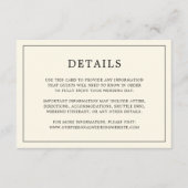 Eenvoudige Cream Monogram Elegante bruiloft Informatiekaartje (Voorkant)