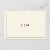 Eenvoudige Cream Monogram Elegante bruiloft Informatiekaartje (Achterkant)