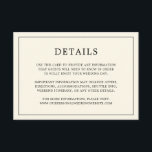 Eenvoudige Cream Monogram Elegante bruiloft Informatiekaartje<br><div class="desc">Eenvoudige trouwbehuizingskaart met een modern, maar elegant ontwerp met uw details omringd door een dunne rand. Alle tekst is zwart op een achtergrond van ivoorcrème. De doopvonten en de achtergrondkleuren kunnen in om het even welke kleuren worden veranderd u door de knoop "aan te passen" te klikken. Een stijlvol en...</div>