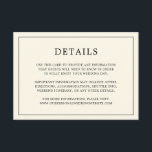 Eenvoudige Cream Monogram Elegante bruiloft Informatiekaartje<br><div class="desc">Eenvoudige trouwbehuizingskaart met een modern, maar elegant ontwerp met uw details omringd door een dunne rand. Alle tekst is zwart op een achtergrond van ivoorcrème. De doopvonten en de achtergrondkleuren kunnen in om het even welke kleuren worden veranderd u door de knoop "aan te passen" te klikken. Een stijlvol en...</div>