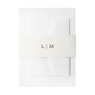 Eenvoudige Cream Monogram Elegante bruiloft Uitnodigingen Wikkel