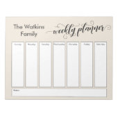 Eenvoudige Cream Weekly Planner voor script uitwer Notitieblok (Voorkant)