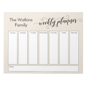 Eenvoudige Cream Weekly Planner voor script uitwer Notitieblok