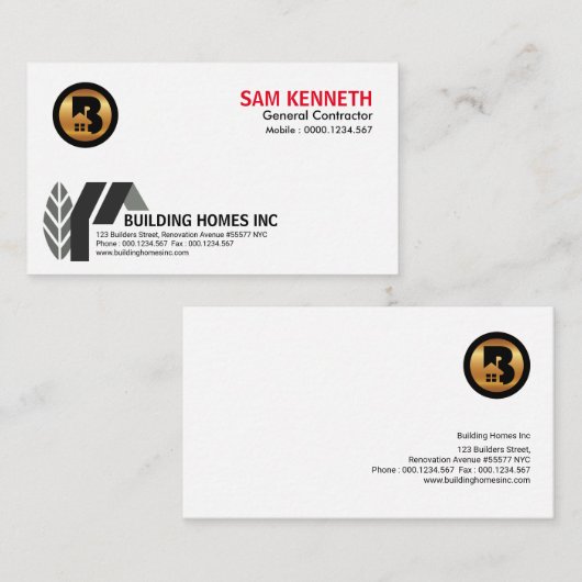 Eenvoudige Creative Abstracte Thuisbouw Visitekaartje (Voorkant / Achterkant)