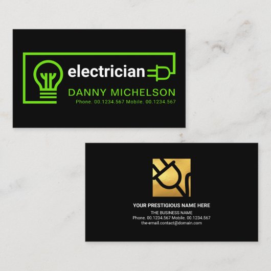 Eenvoudige Creative Green Electrical Circuit Visitekaartje (Voorkant / Achterkant)