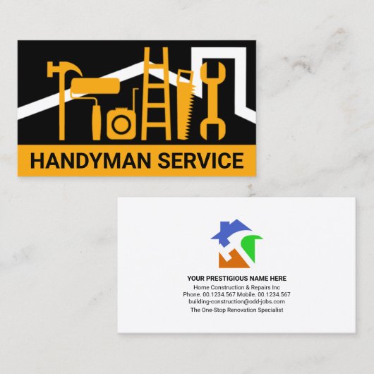 Eenvoudige Creative Handyman Tools Rooftop Visitekaartje (Voorkant / Achterkant)