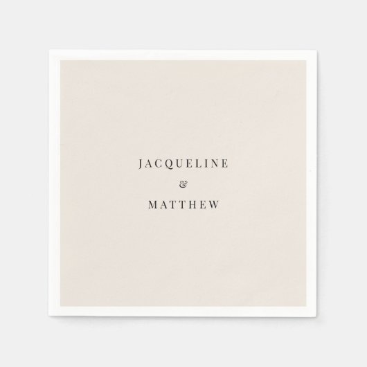 Eenvoudige Crème Bruiloft Cocktail Servet (Voorkant)