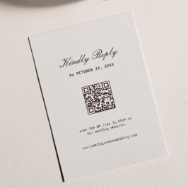 Eenvoudige Crème &Bruine Huwelijks RSVP Kaart Qr C