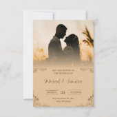 Eenvoudige crème en bruine bruiloft uitnodiging (Voorkant)