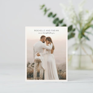 Eenvoudige Crème Foto Elegante Trouw Bedankkaart