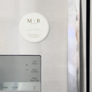Eenvoudige Crème & Gouden Monogram Trouw Save the Magneet