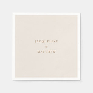 Eenvoudige Crème Gouden Tekst Bruiloft Cocktail Servet