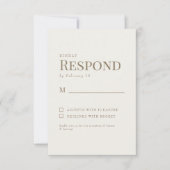 Eenvoudige Crème Gouden Tekst Bruiloft RSVP (Voorkant)