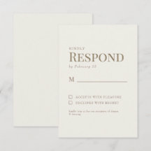 Eenvoudige Crème Gouden Tekst Bruiloft RSVP