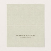 Eenvoudige crème kleur natuurlijke linnen textuur visitekaartje (Buitenkant ongevouwen)