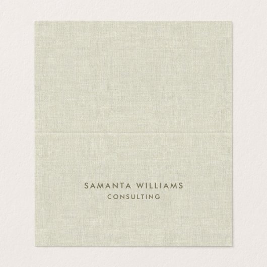 Eenvoudige crème kleur natuurlijke linnen textuur  visitekaartje (Buitenkant ongevouwen)